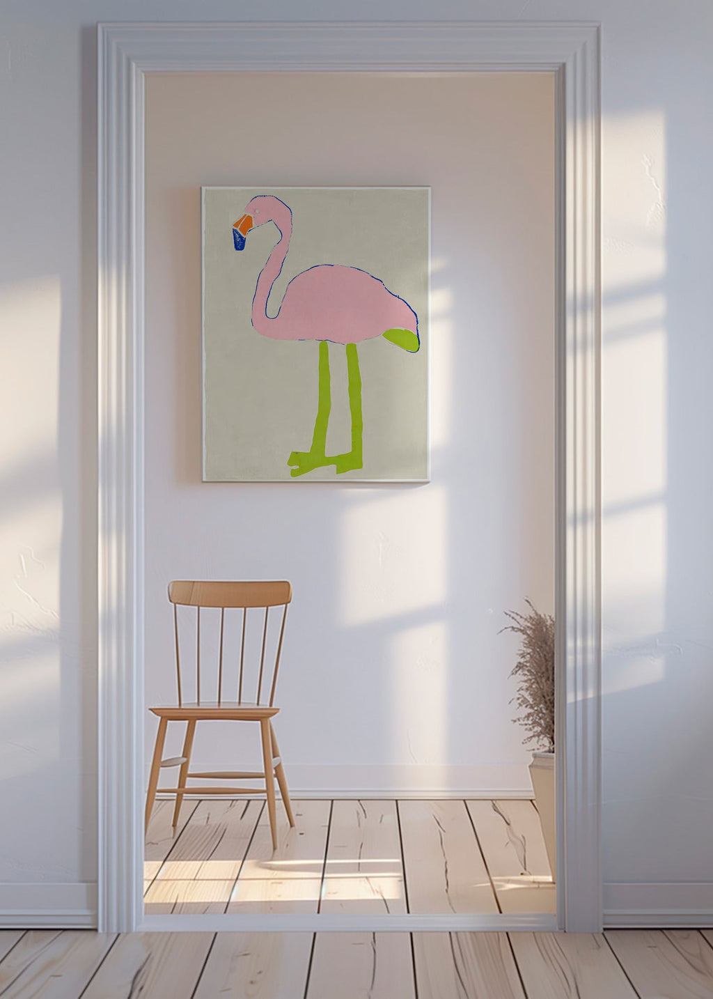 Illustration flamant rose minimaliste