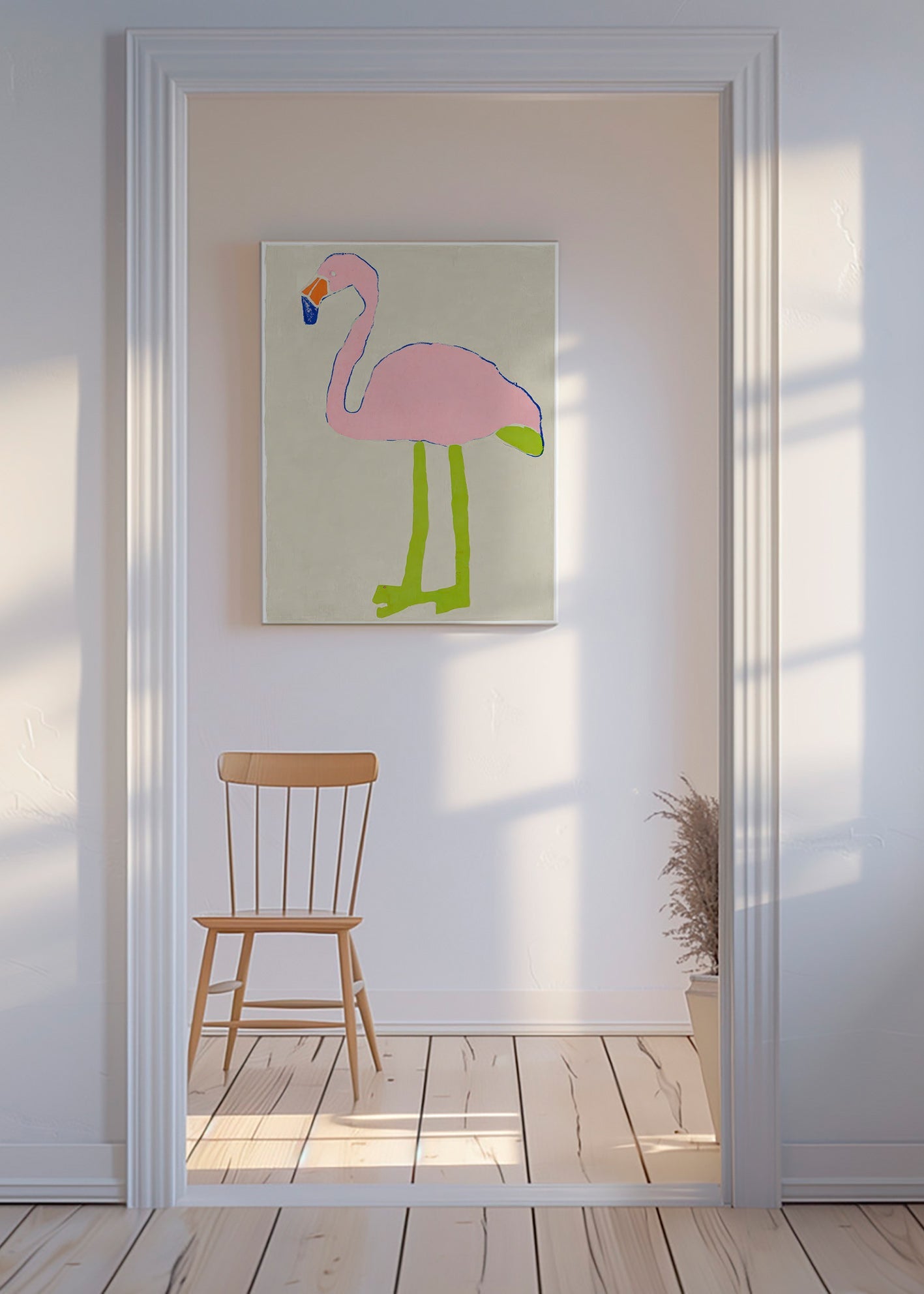 Illustration flamant rose minimaliste