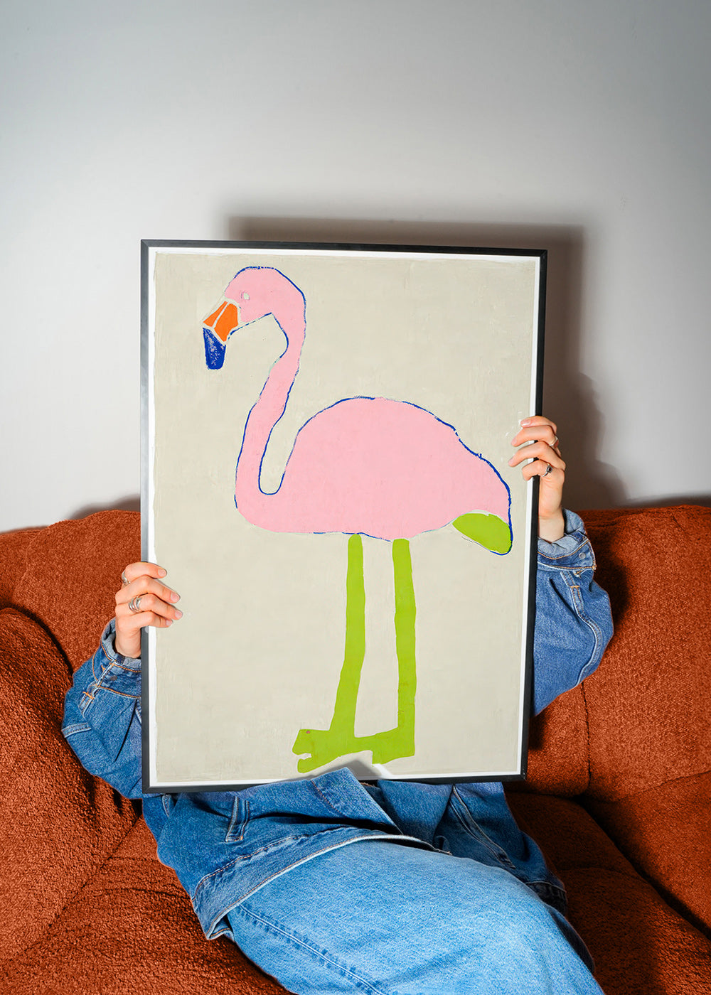 Illustration flamant rose minimaliste