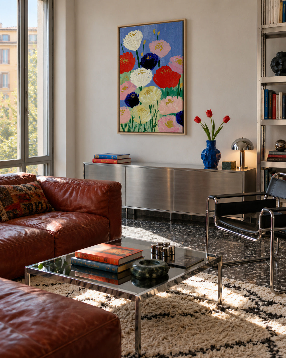 Floral Symphony - Framed canvas in an interior