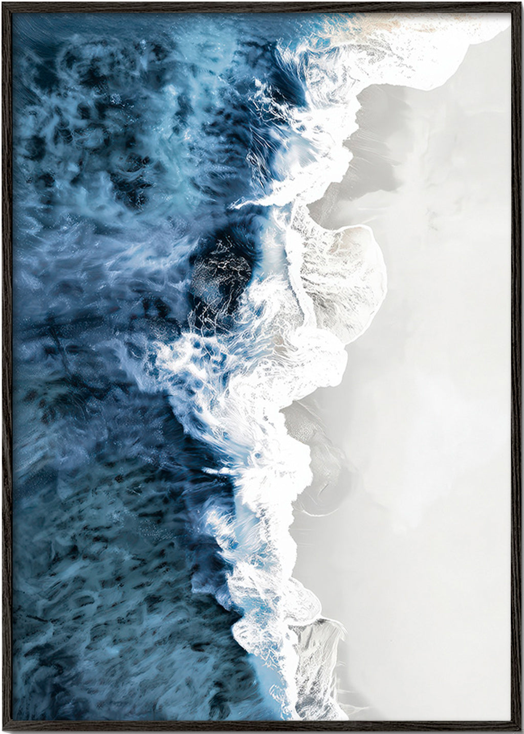 Tableau de paysage: vagues aériennes et écume graphique