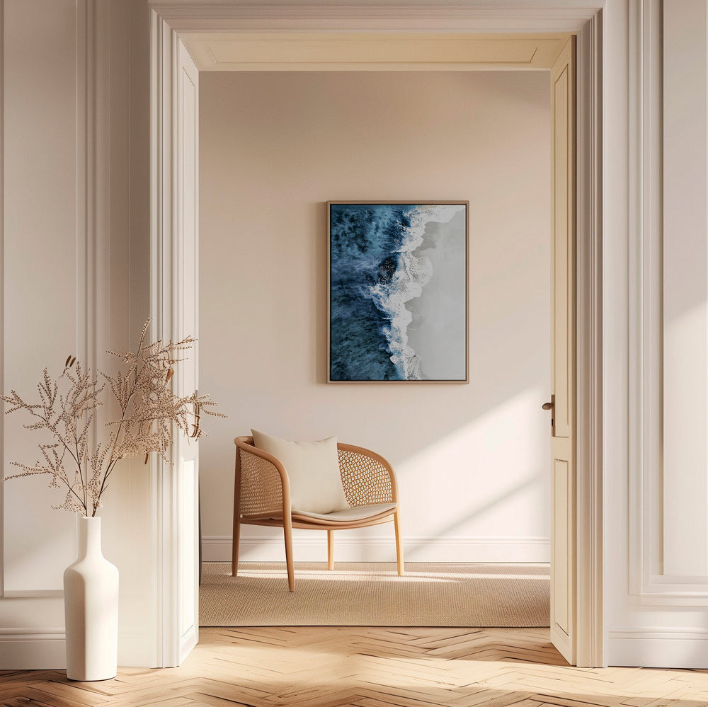 Tableau de paysage: vagues aériennes et écume graphique