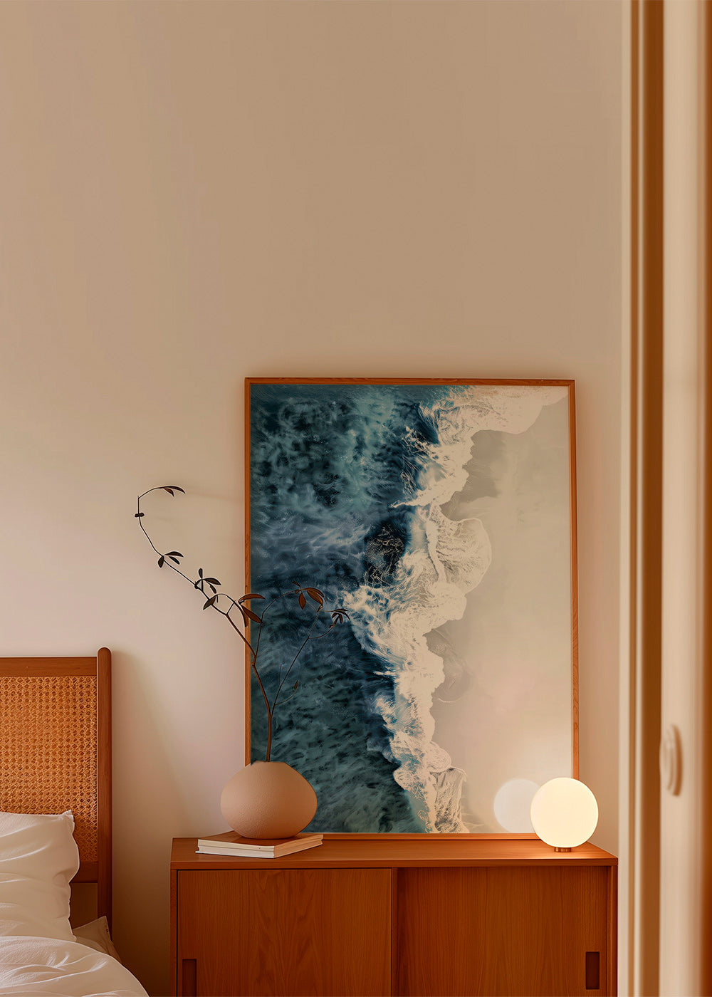 Tableau de paysage: vagues aériennes et écume graphique