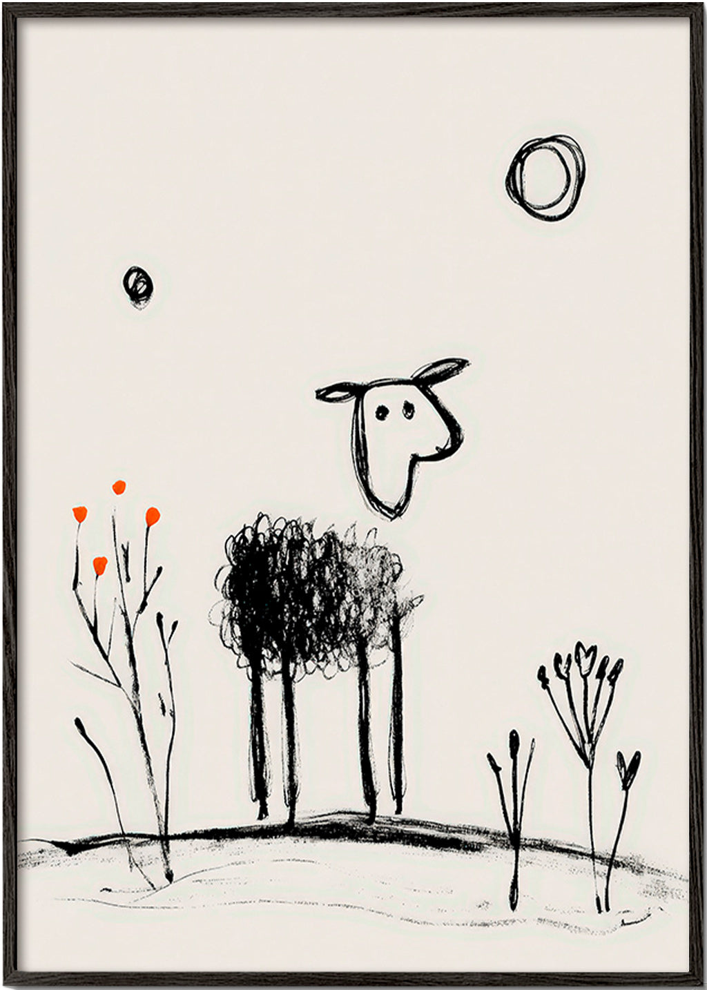 Minimalistisch schaap lijntekening
