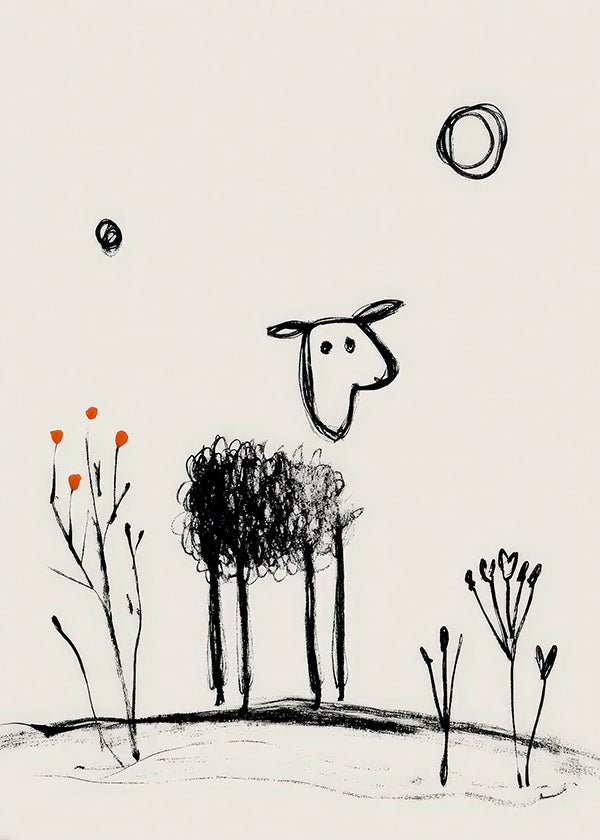 Minimalistisch schaap lijntekening