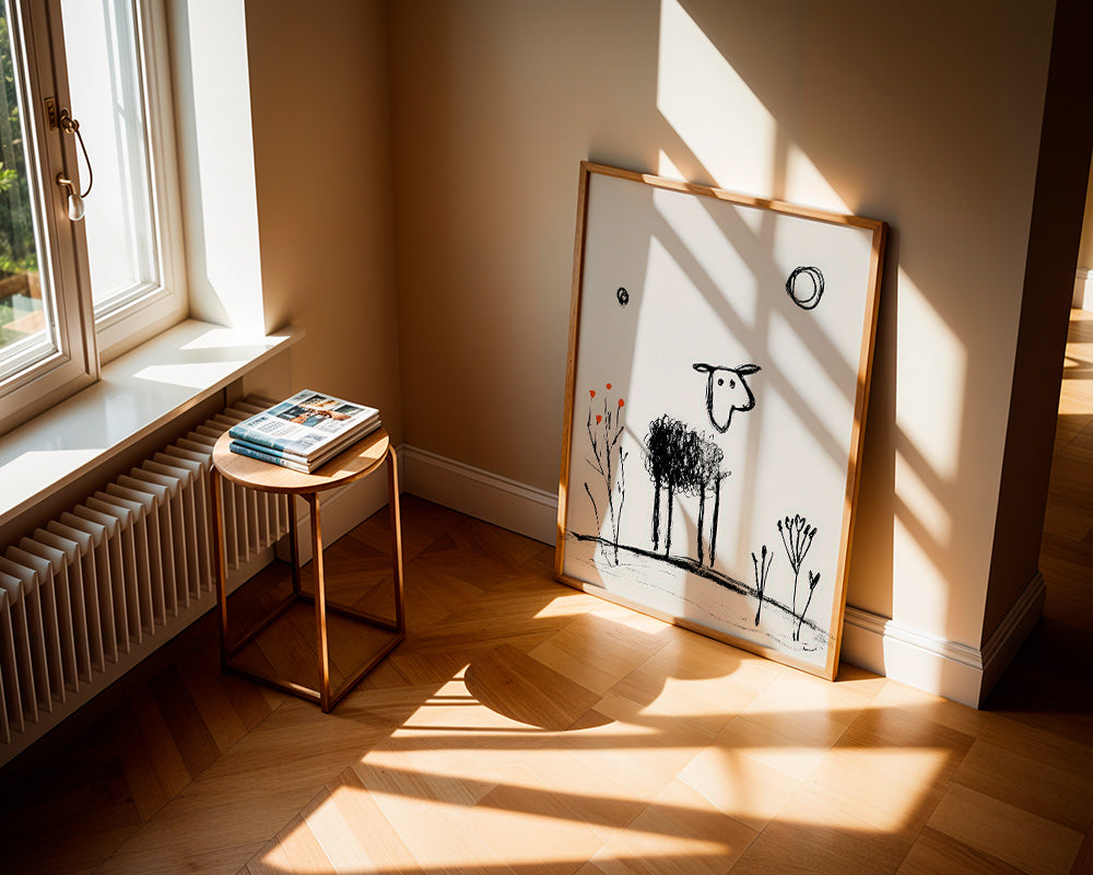 Minimalistisch schaap lijntekening