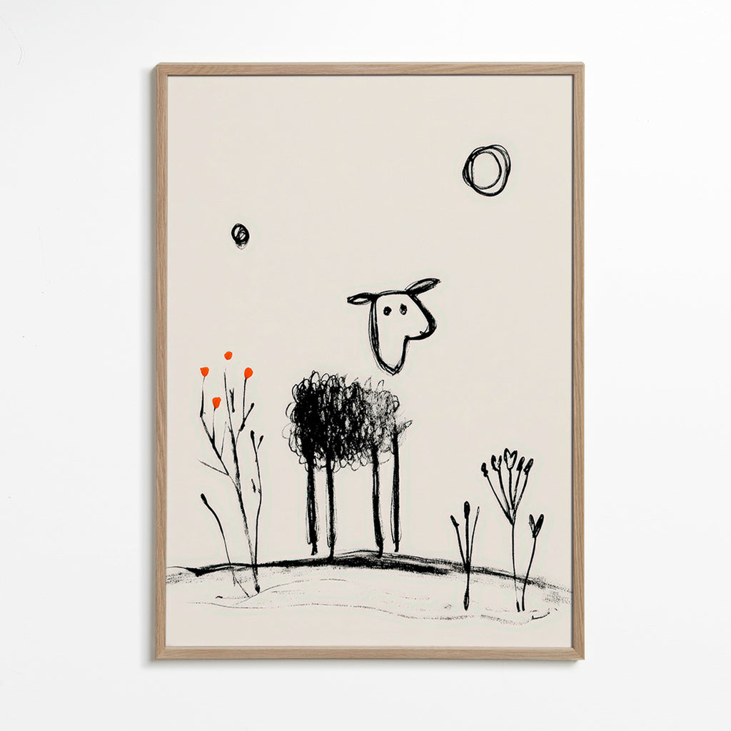 Minimalistisch schaap lijntekening