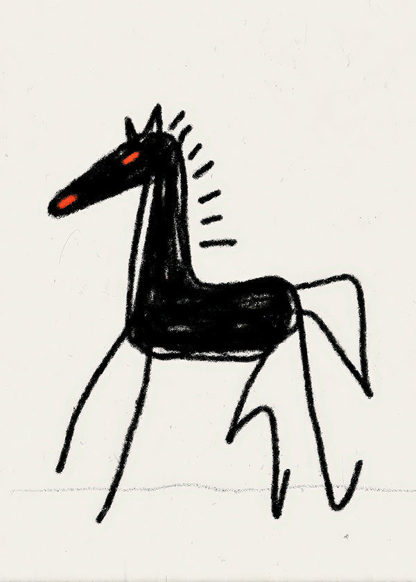Skizze schwarzes Pferd