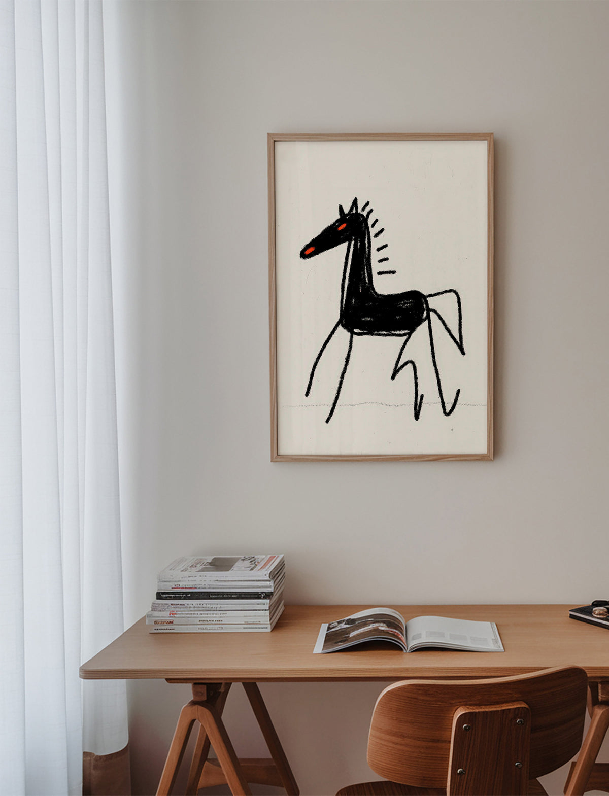 Cheval noir croquis artistique