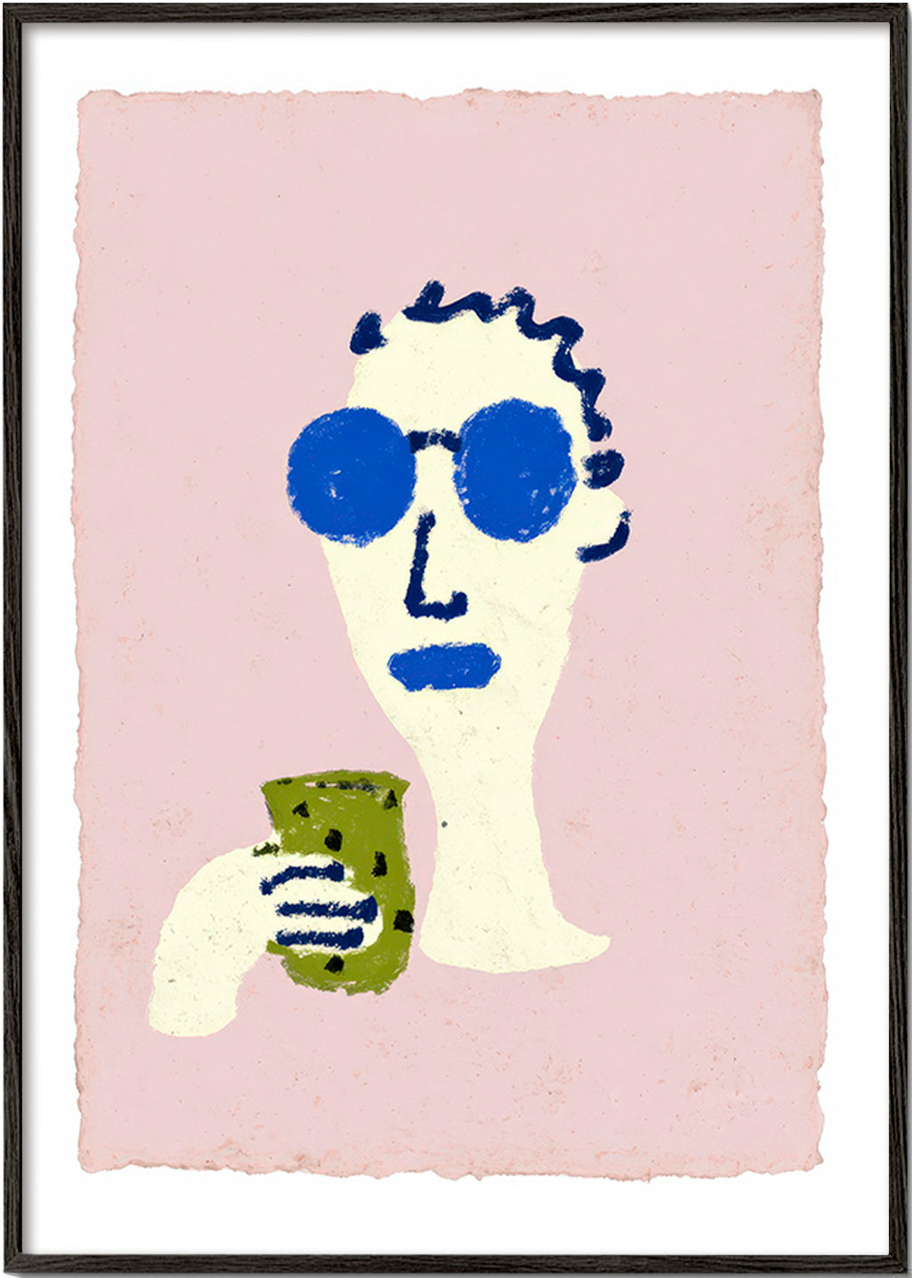Illustration portrait aux lunettes bleues