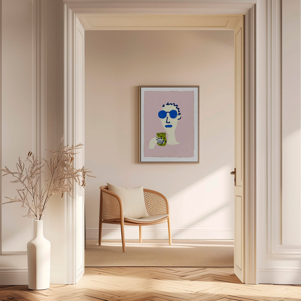 Illustration portrait aux lunettes bleues