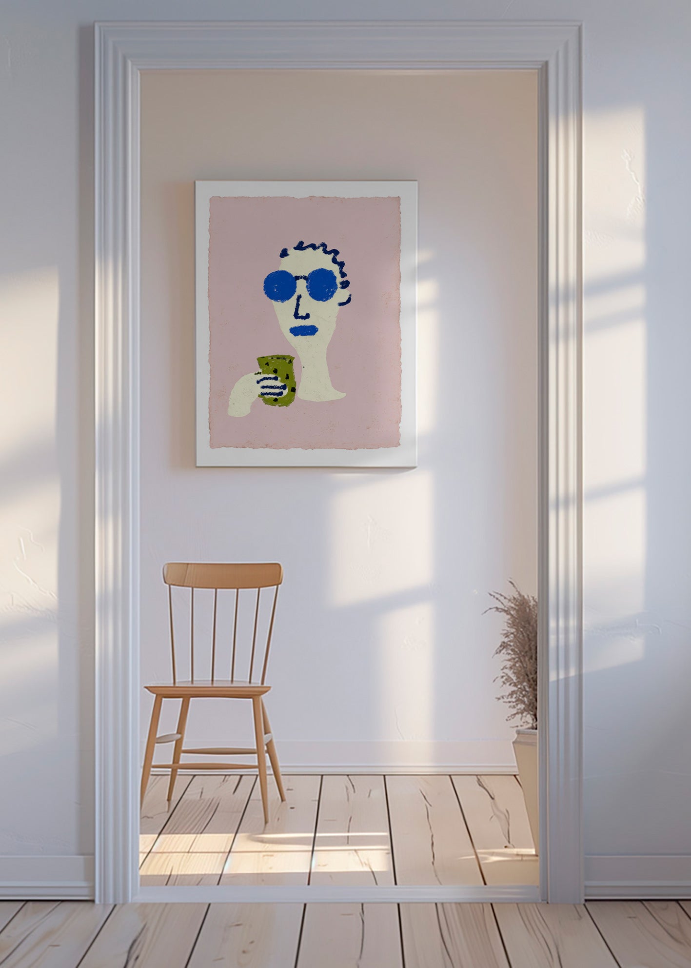 Illustration portrait aux lunettes bleues