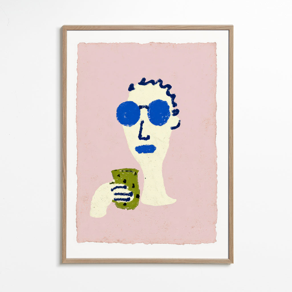 Illustration portrait aux lunettes bleues
