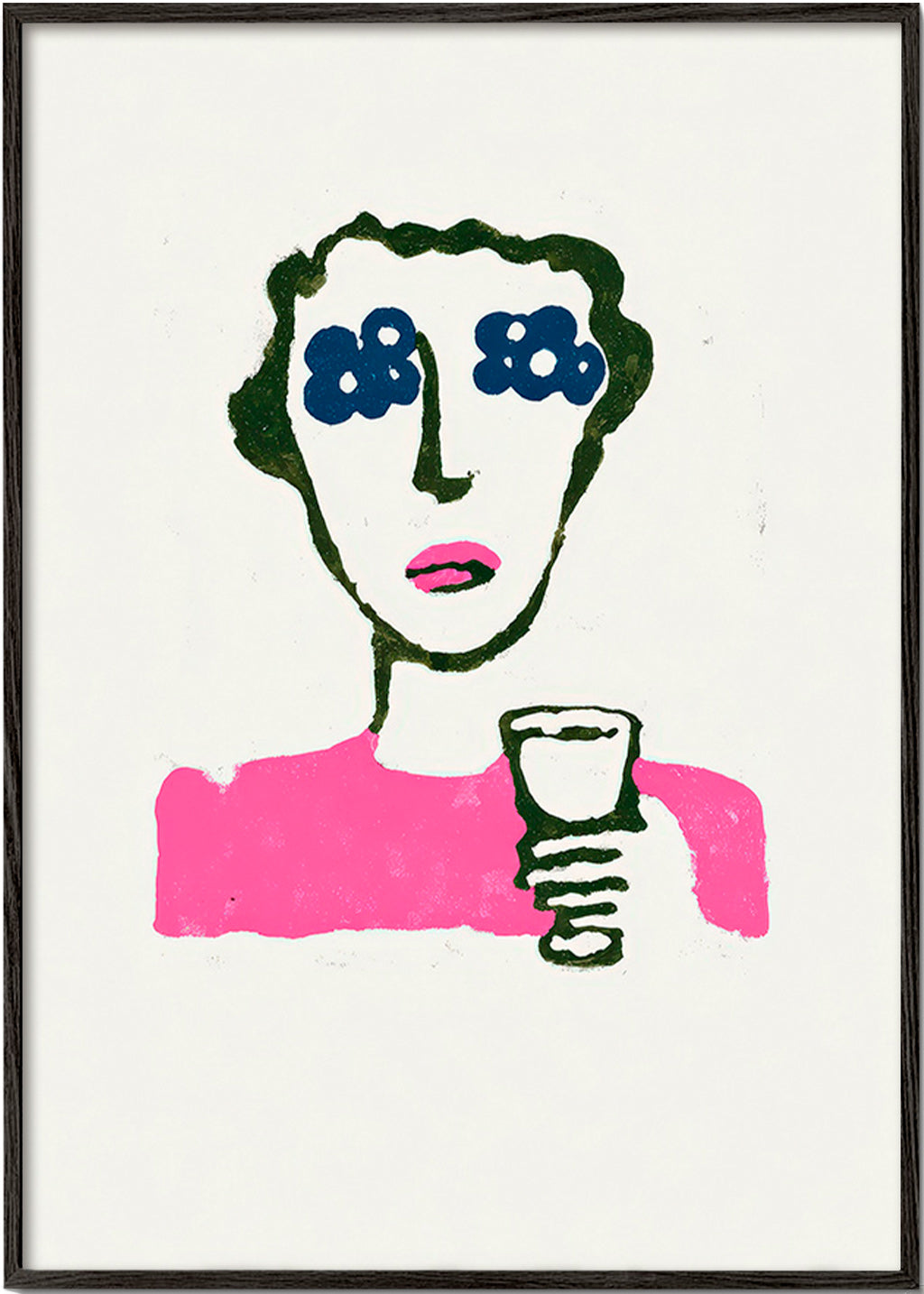 Illustration mit Blumenaugen und Becher