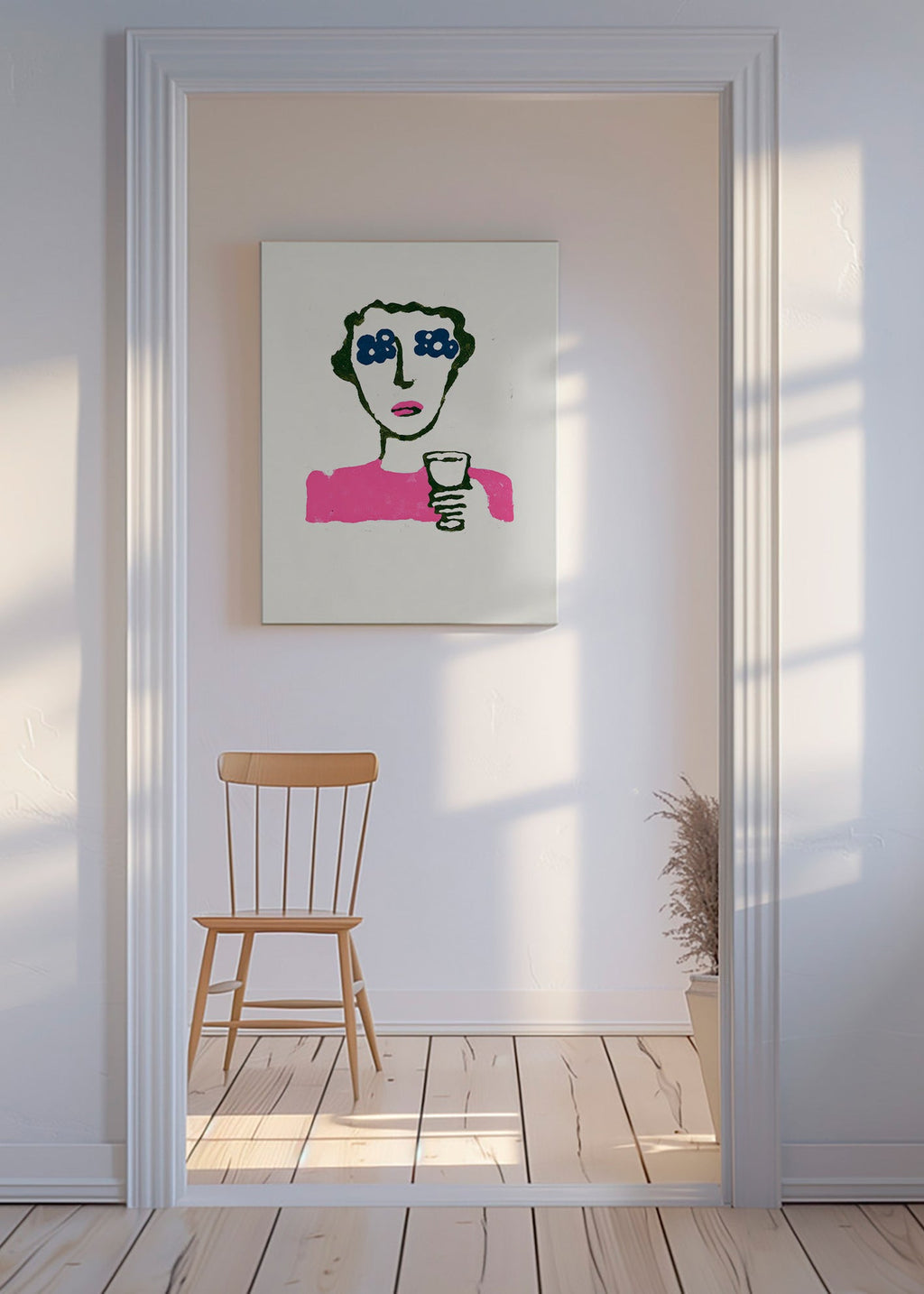Illustration mit Blumenaugen und Becher