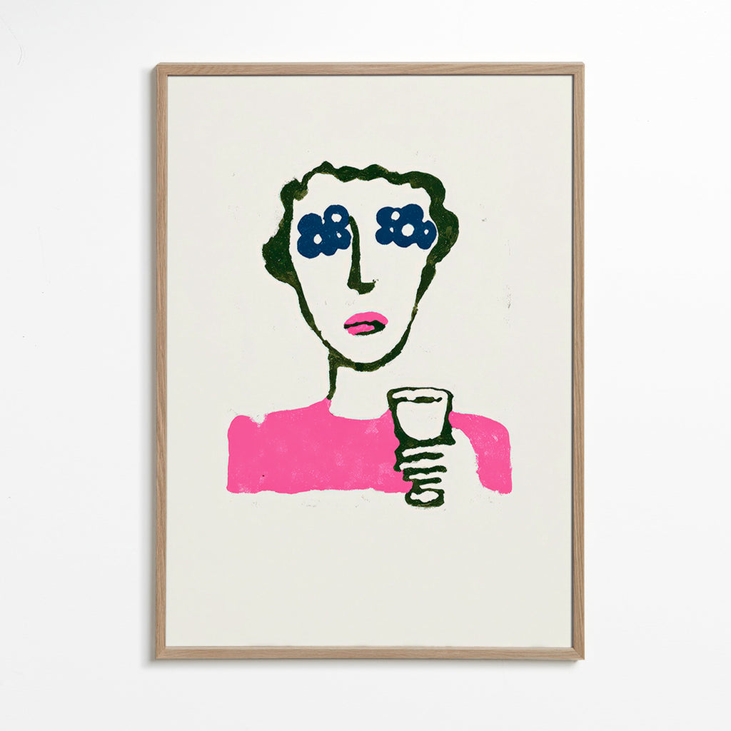 Illustration mit Blumenaugen und Becher