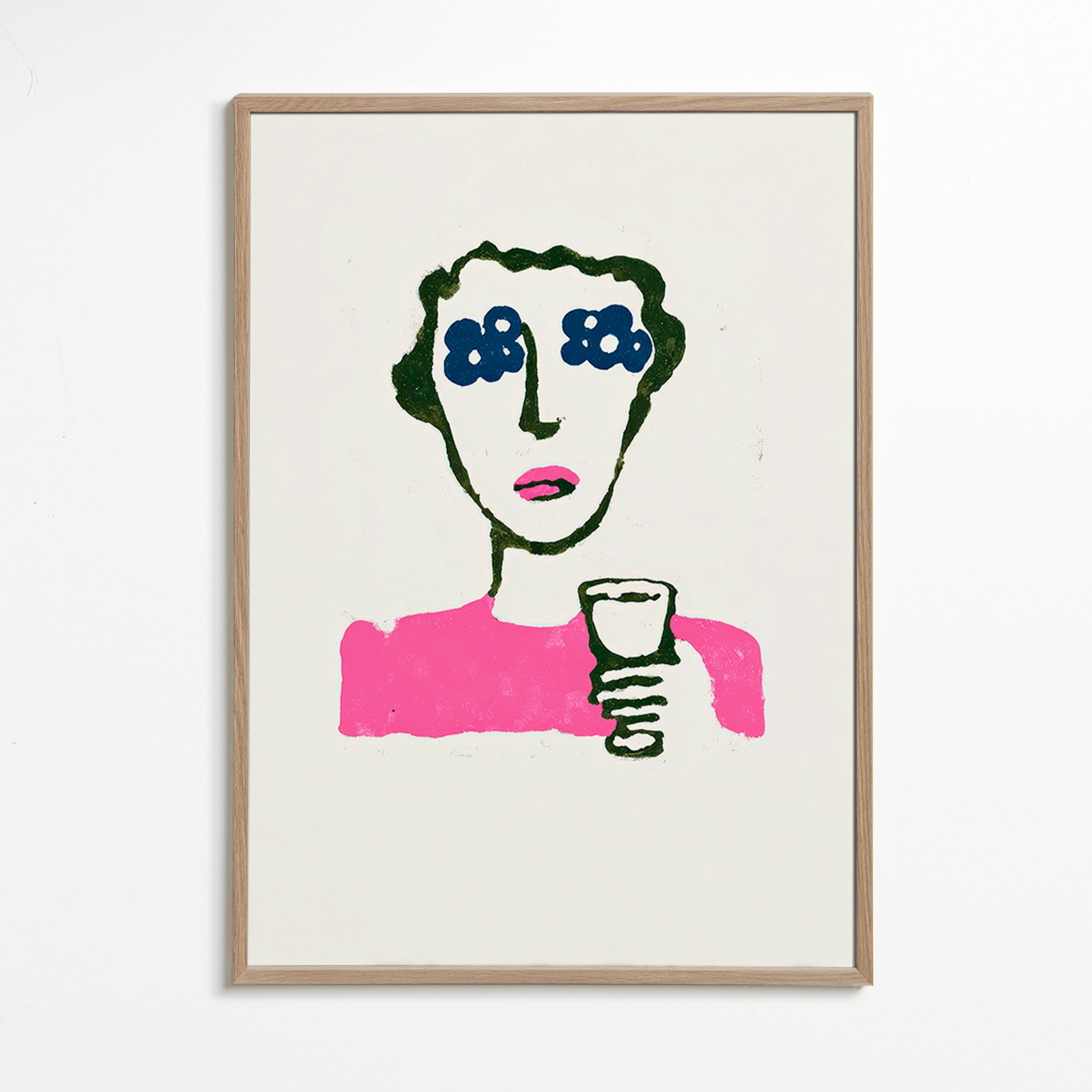 Illustration mit Blumenaugen und Becher