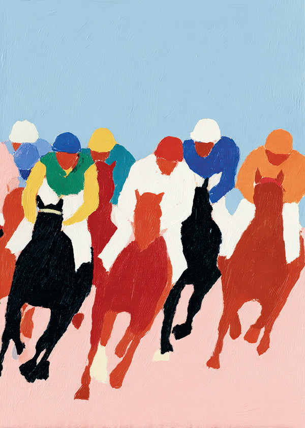 Sportkunst: kleurrijke paardenrace