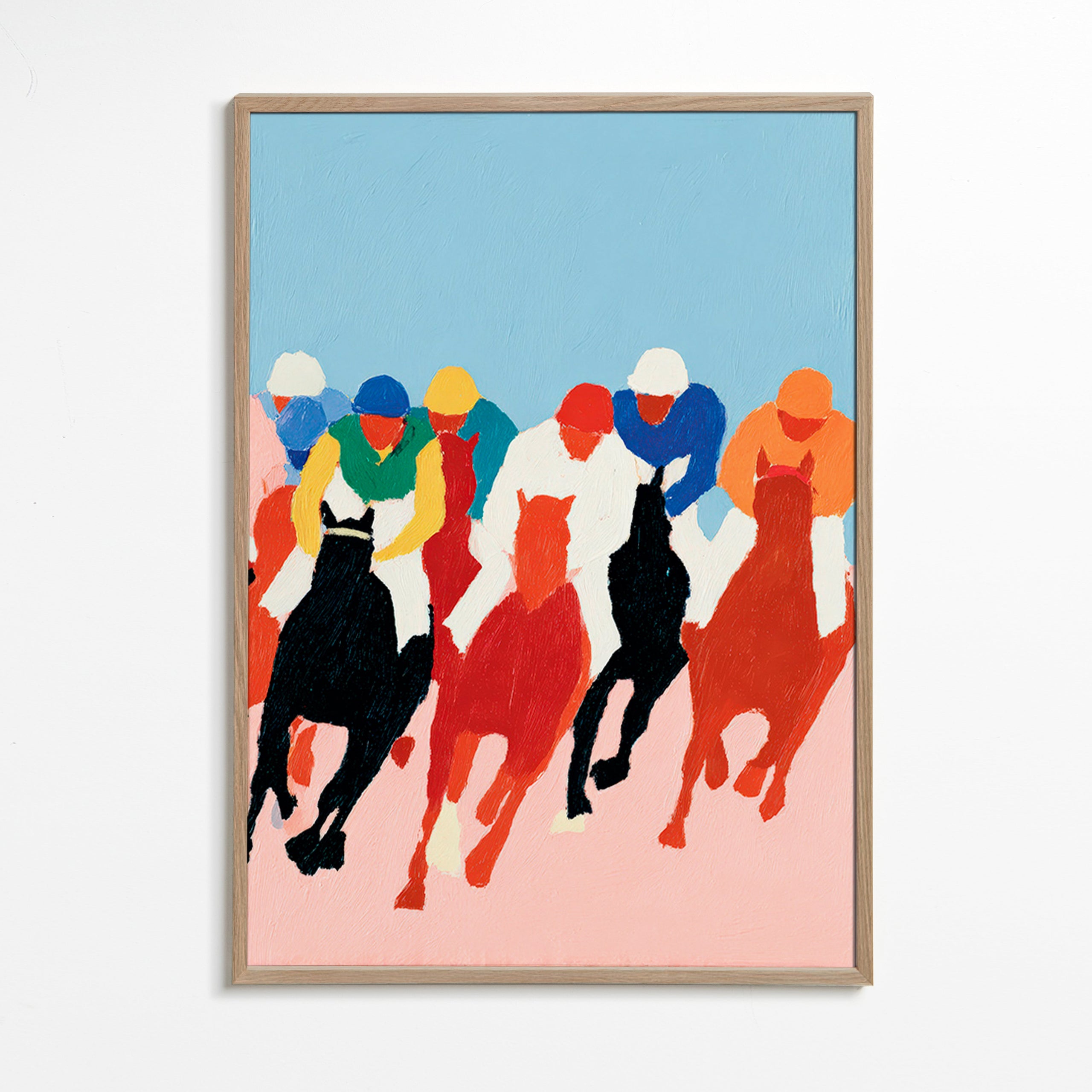 Sportkunst: kleurrijke paardenrace