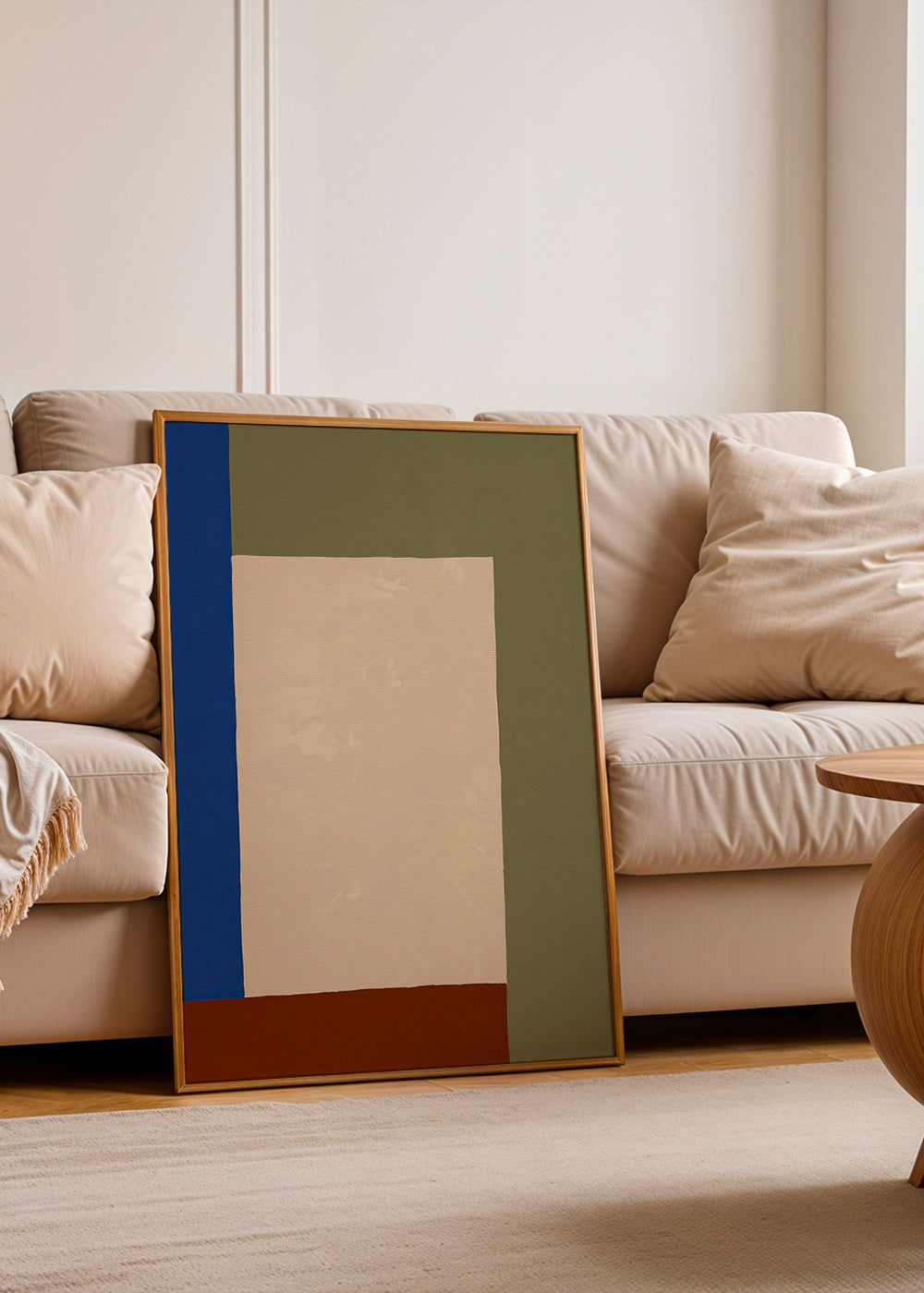 Tableau géométrique au rectangle beige