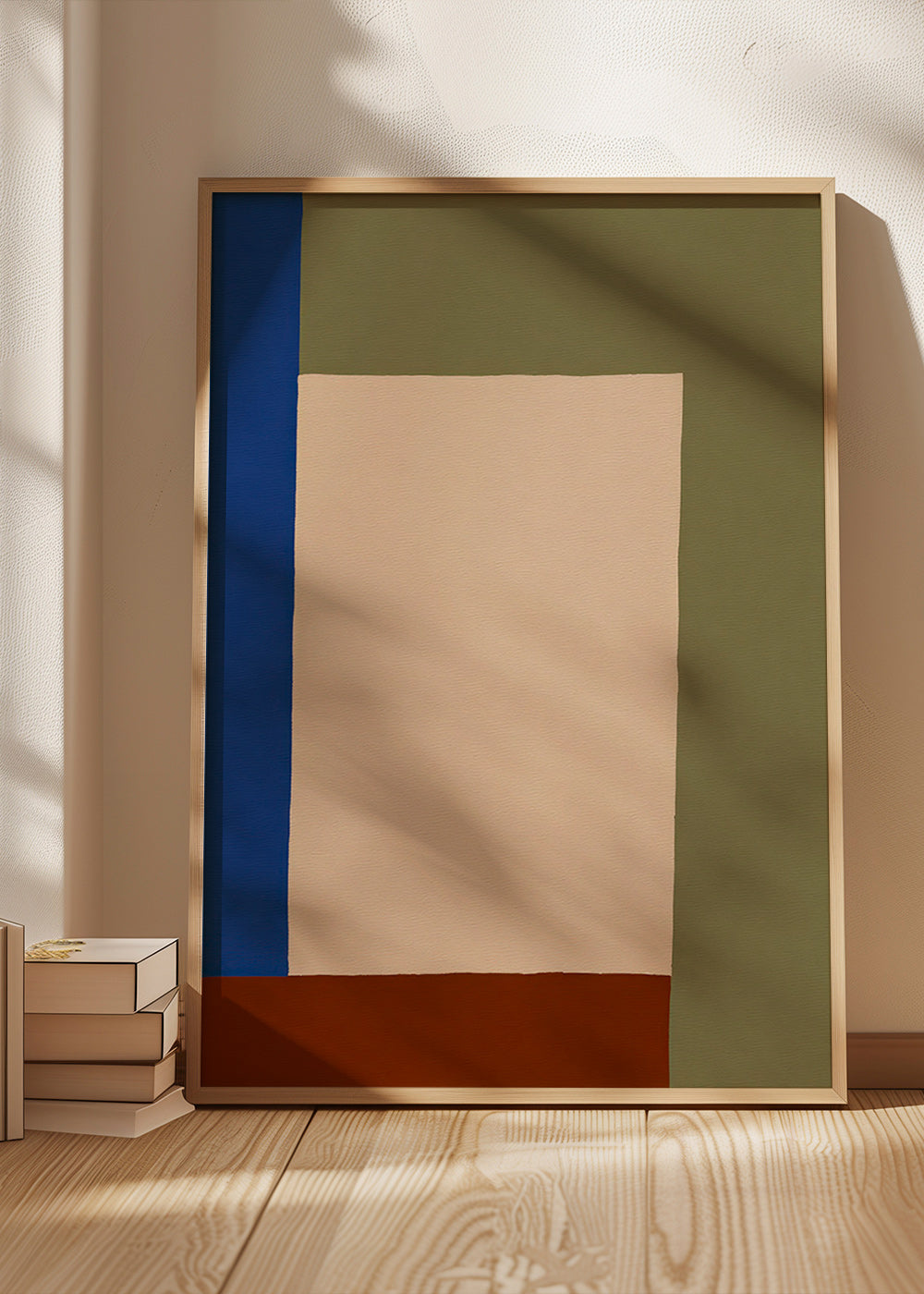 Tableau géométrique au rectangle beige