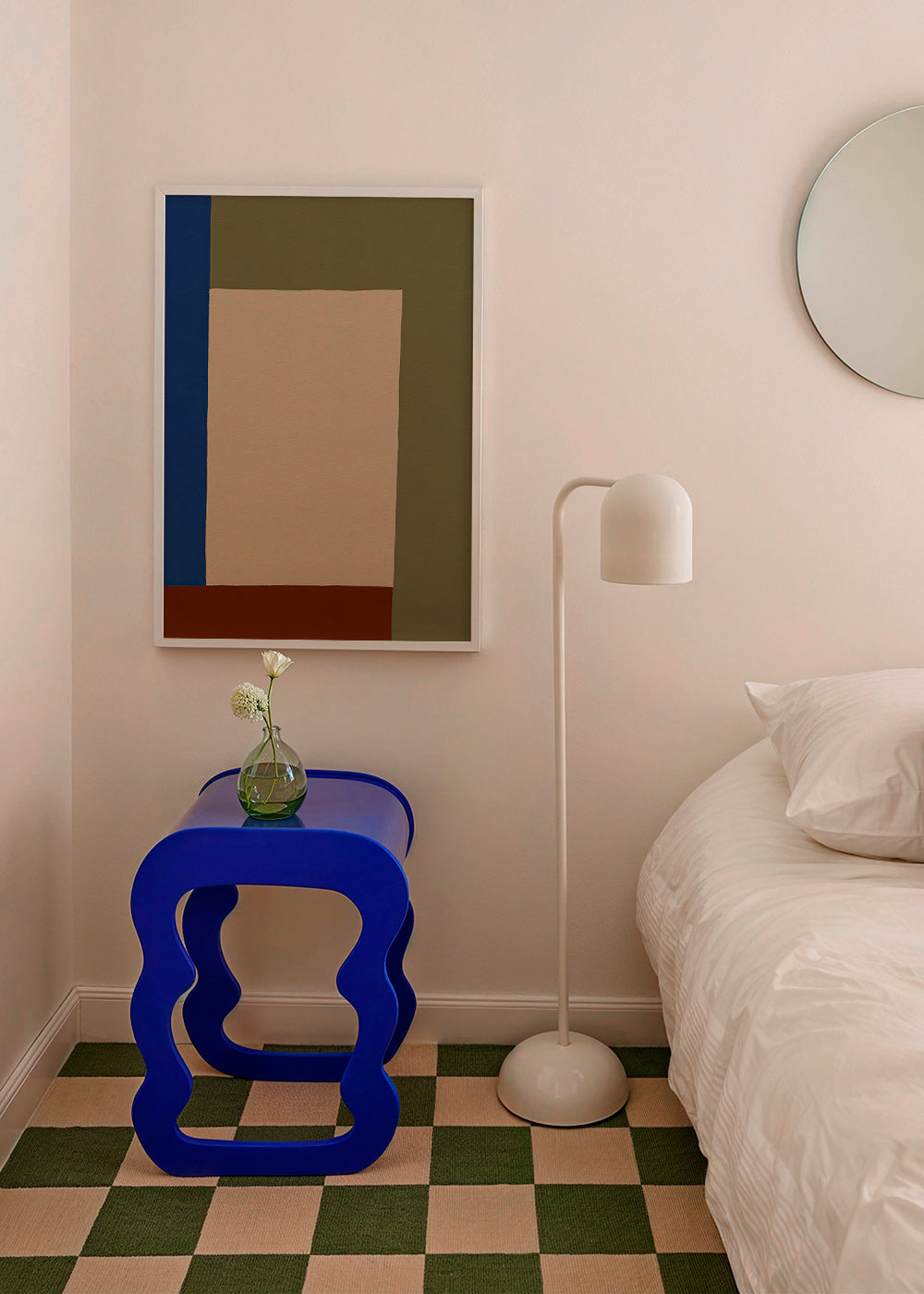 Tableau géométrique au rectangle beige