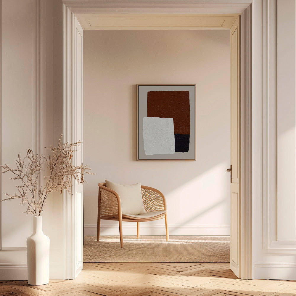 Minimalistisch ontwerp met bruine en witte blokken
