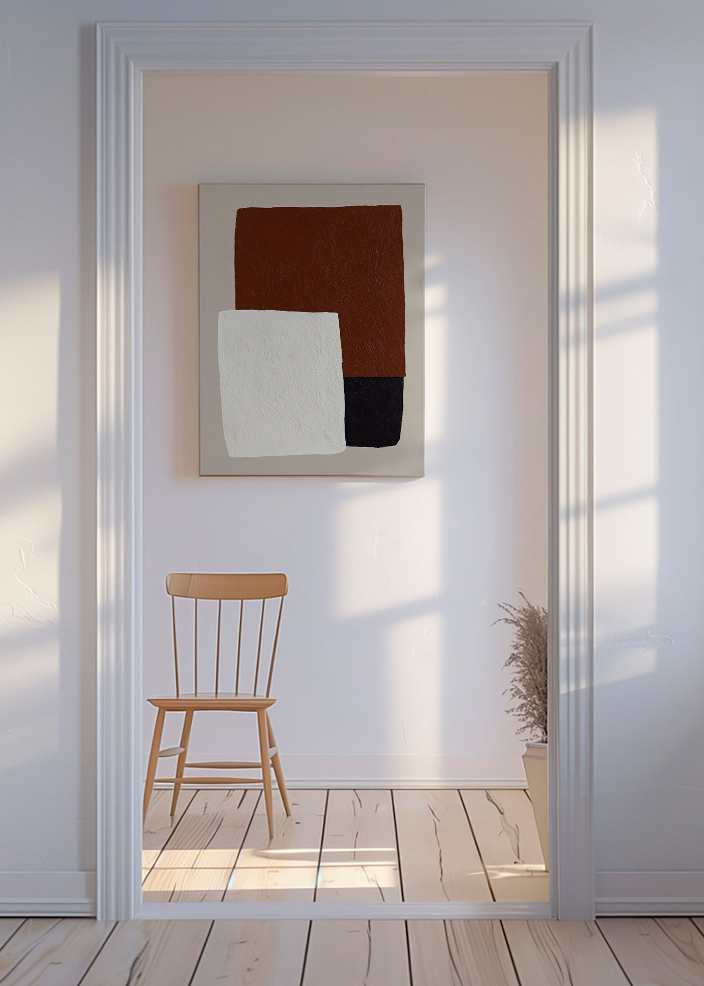 Minimalistisch ontwerp met bruine en witte blokken