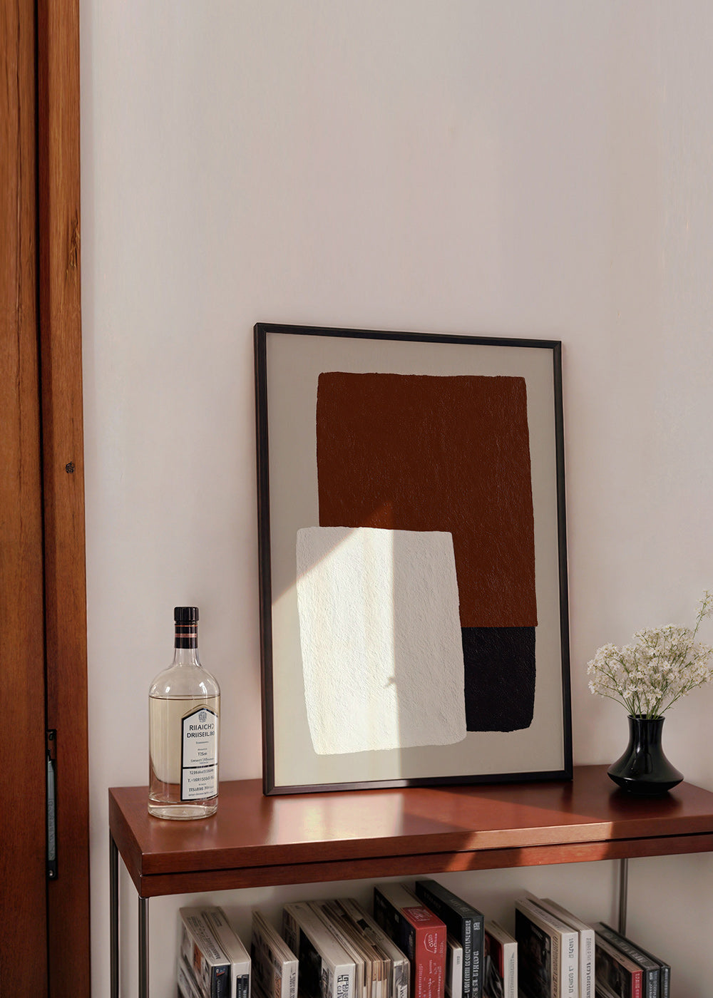 Minimalistisch ontwerp met bruine en witte blokken