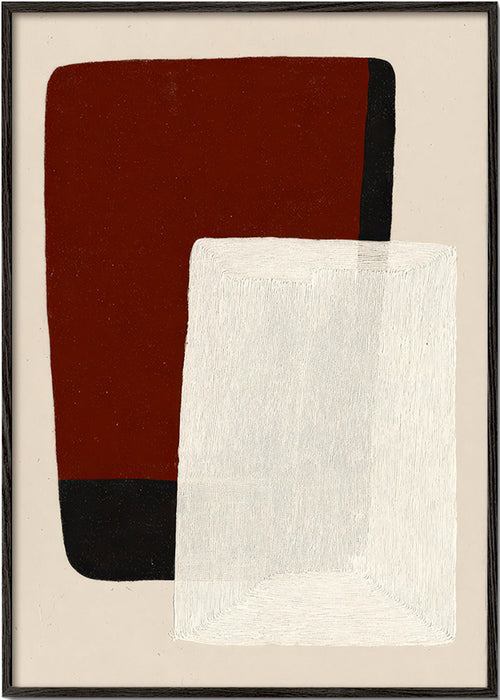 Abstract schilderij aarde- en witte blokken