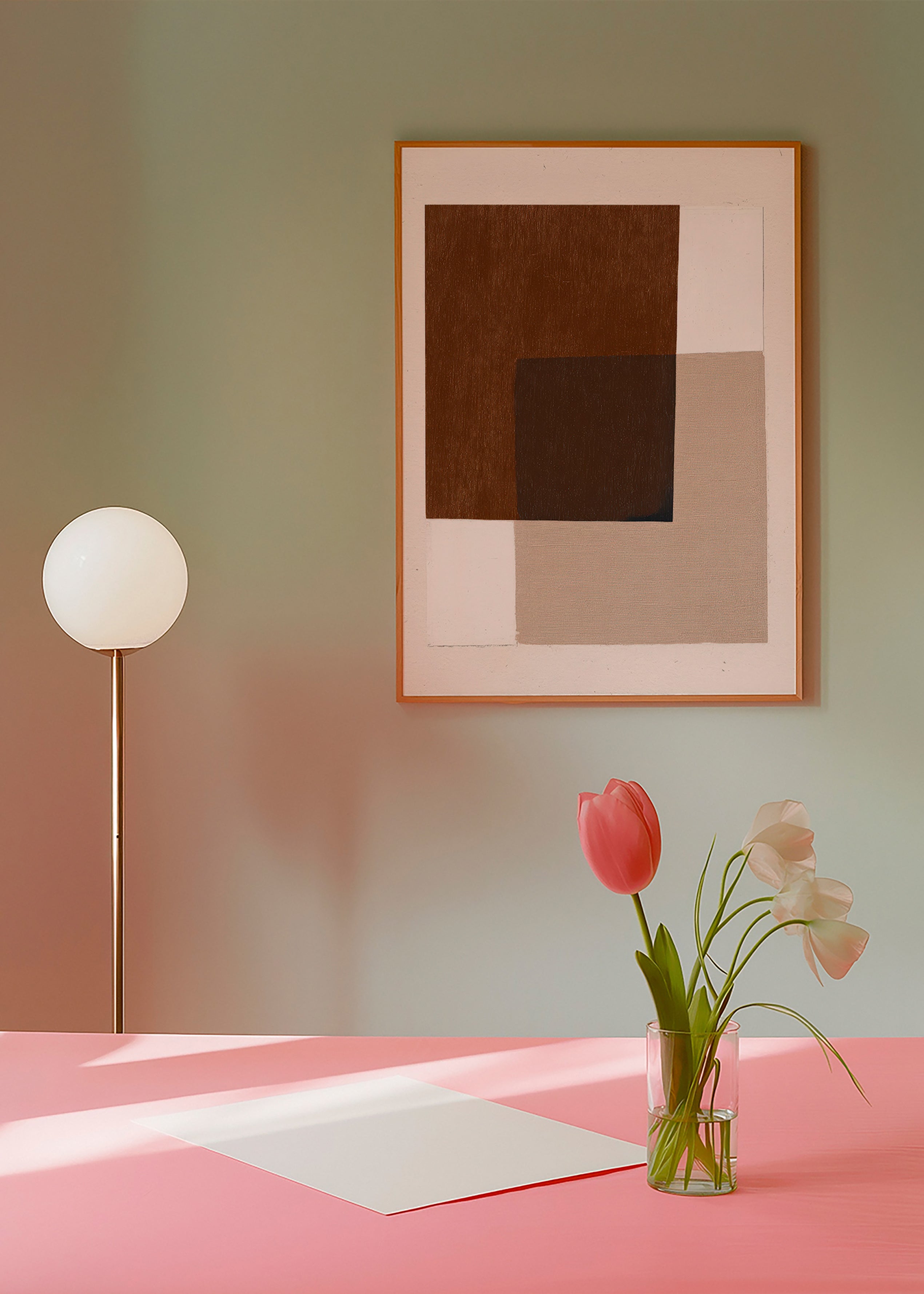 Minimalistisch design met aardse overlappende blokken