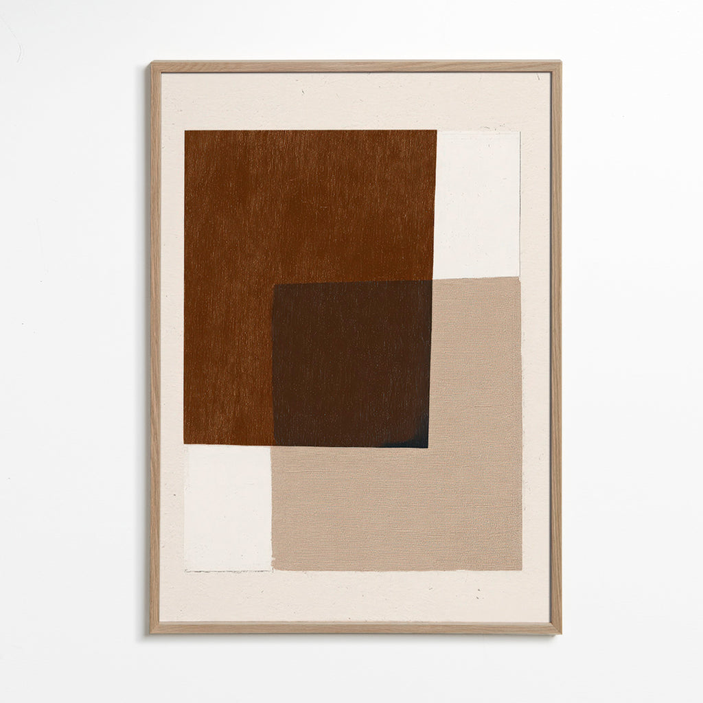 Minimalistisch design met aardse overlappende blokken