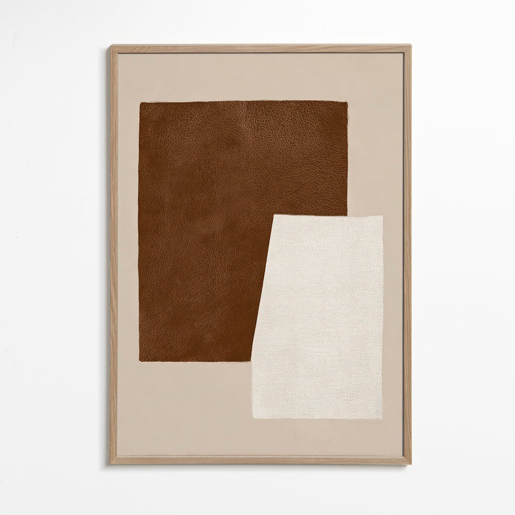 Œuvre abstraite aux textures marron et crème