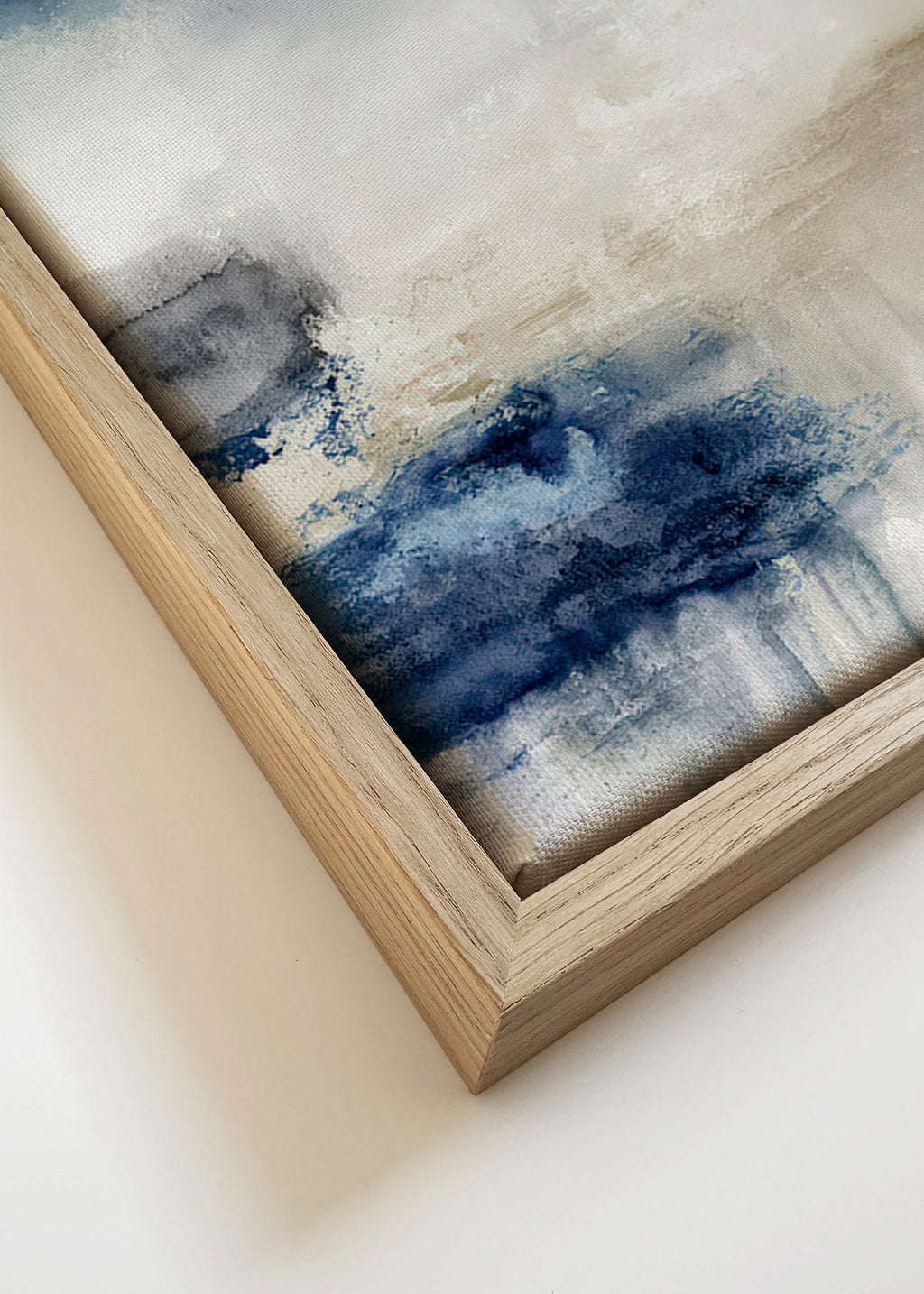 Abstract schilderij blauw en beige