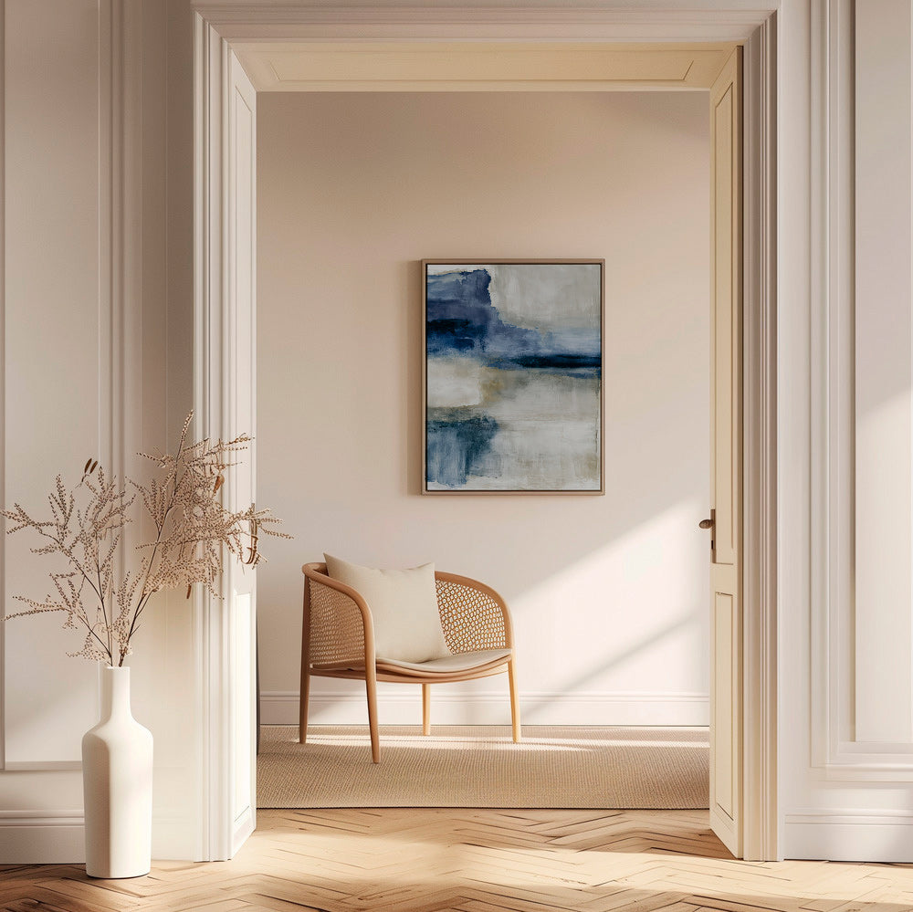 Abstracte poster: meer in nevel