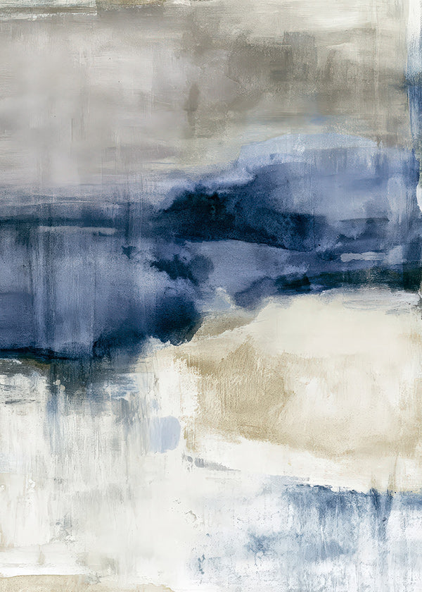 Abstracte kunst winternevel met blauwe vegen