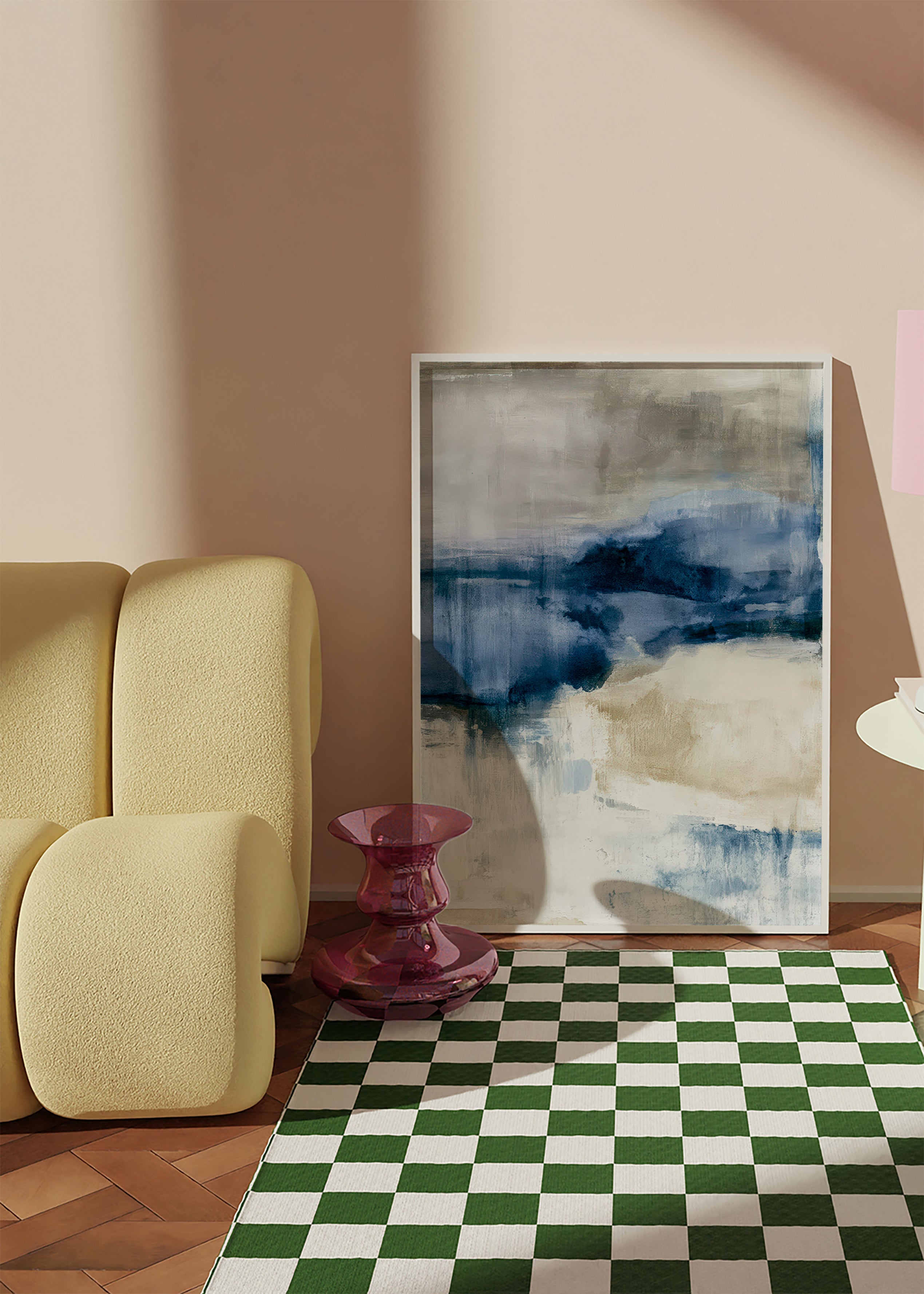 Abstracte kunst winternevel met blauwe vegen
