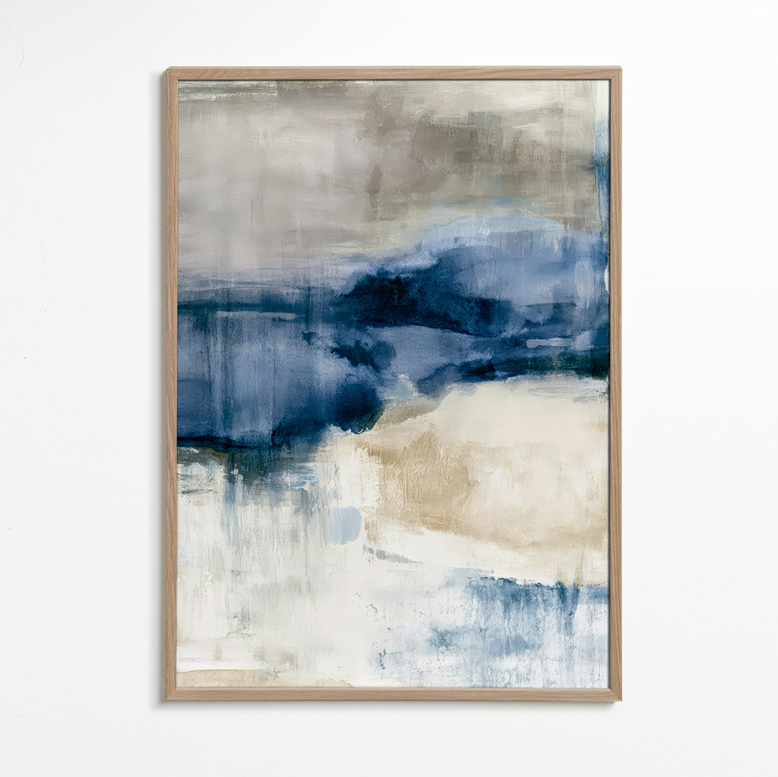 Abstracte kunst winternevel met blauwe vegen