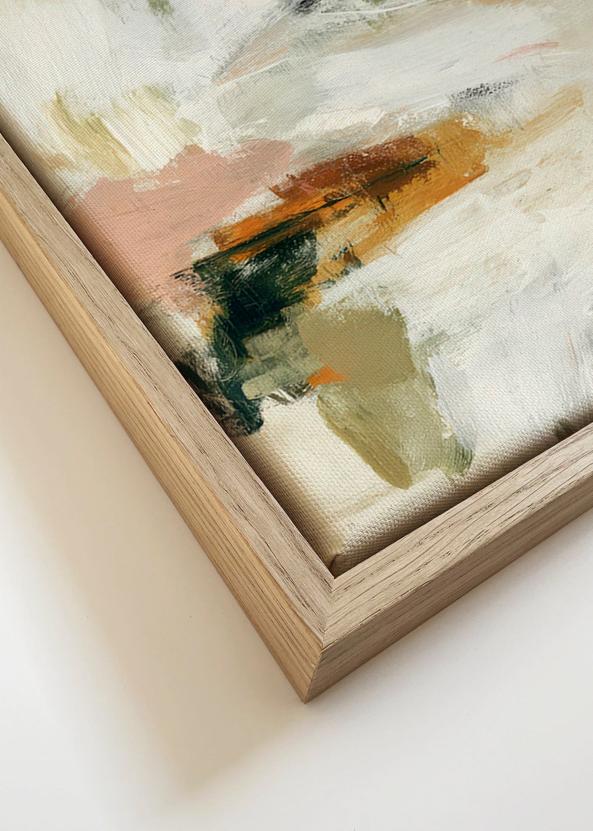 Abstract kunstwerk met zacht horizon en organische penseelstreken