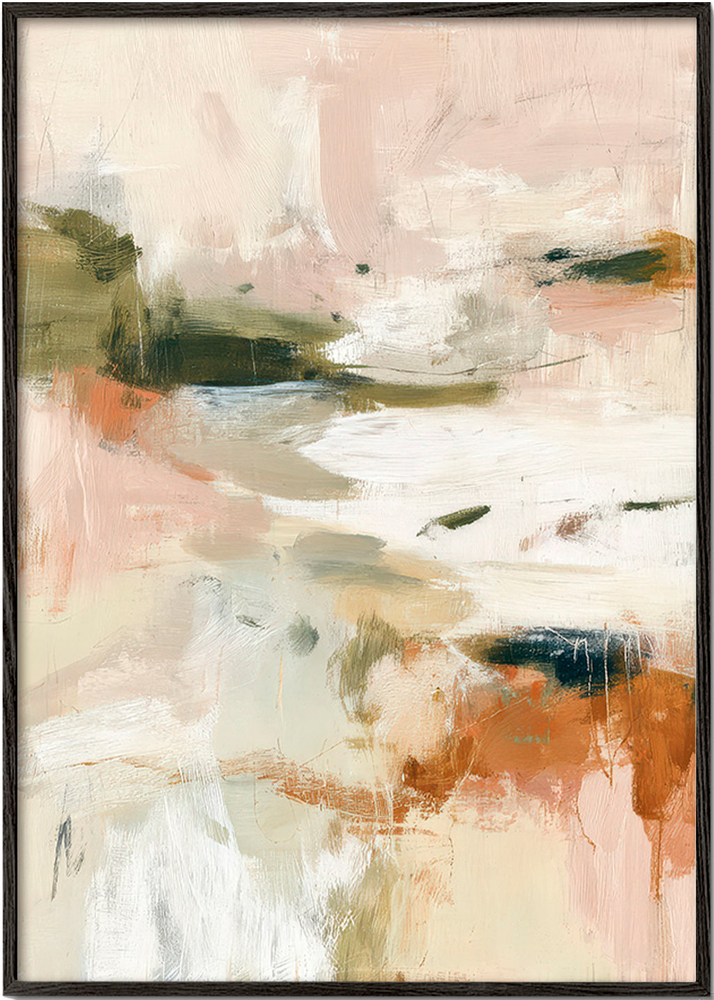 Tableau de paysage abstrait aux tons terre