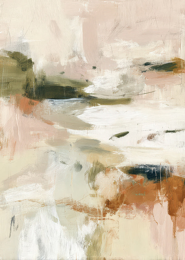Tableau de paysage abstrait aux tons terre
