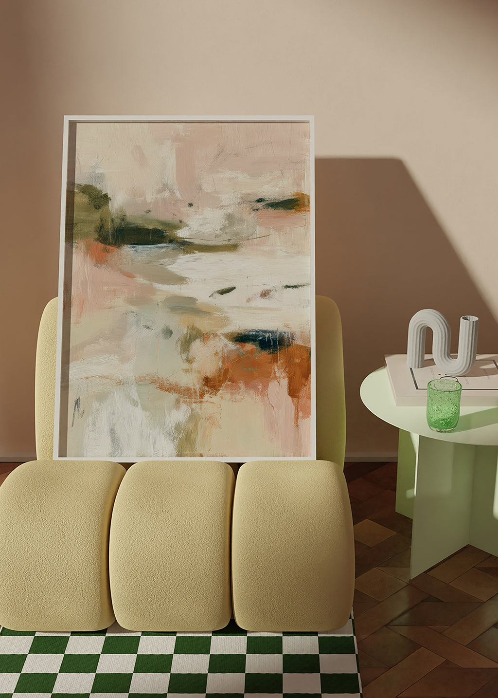 Tableau de paysage abstrait aux tons terre