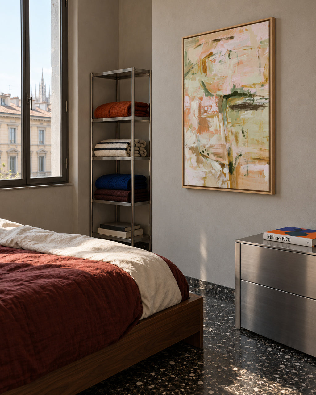 Abstract Bloom - Framed canvas in an interior
