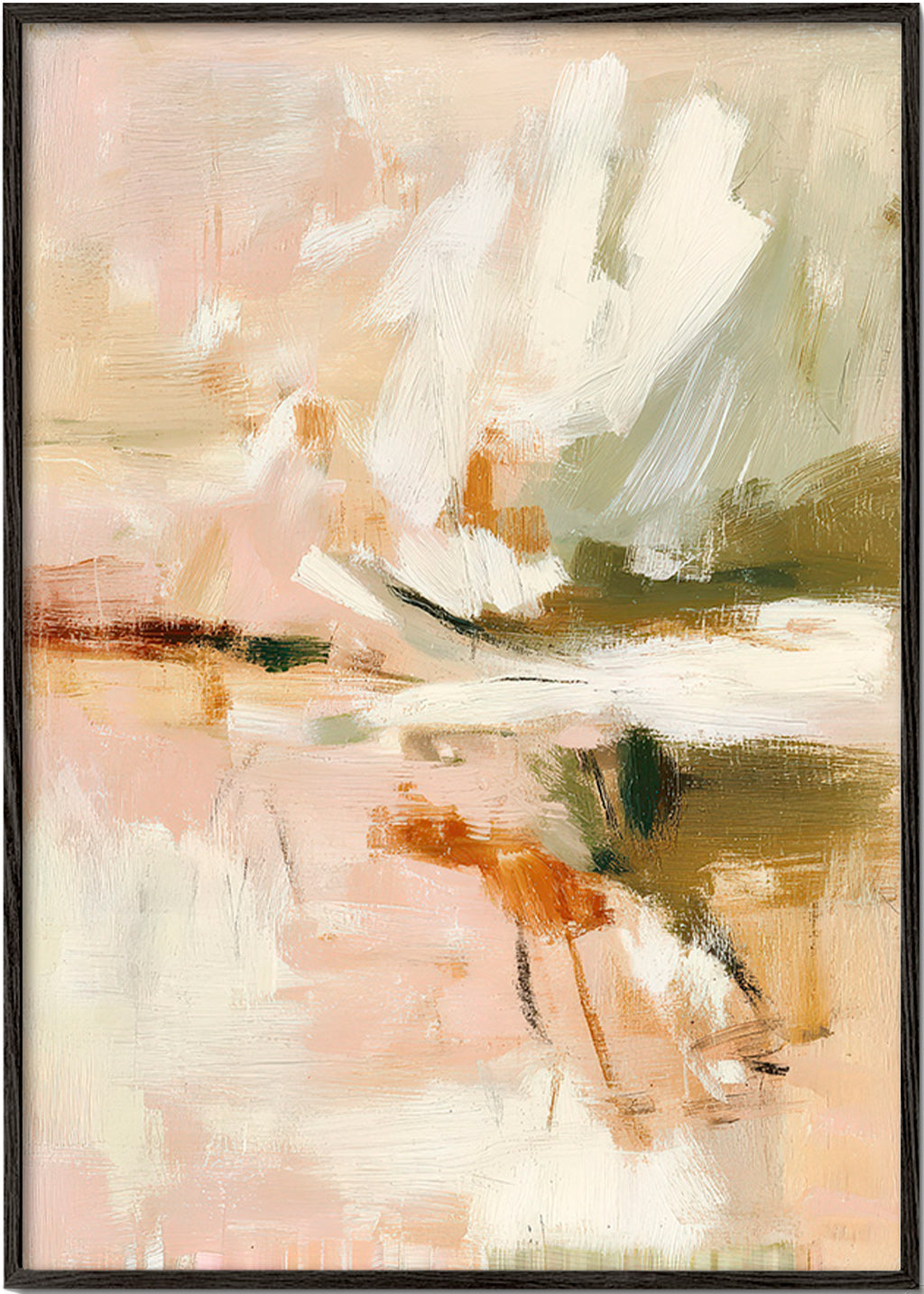 Abstract kunst met zachte bloembladen en penseelgebaar