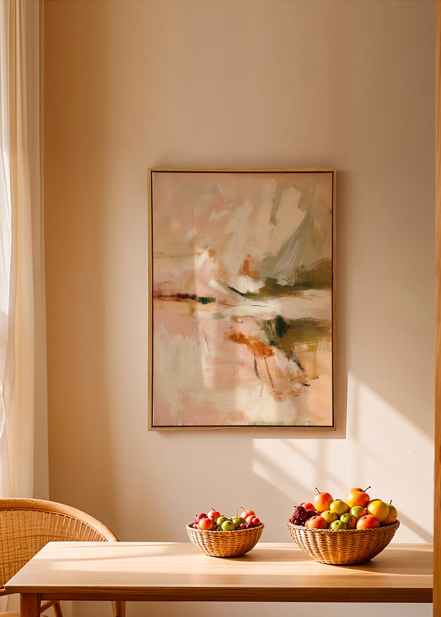 Abstract kunst met zachte bloembladen en penseelgebaar