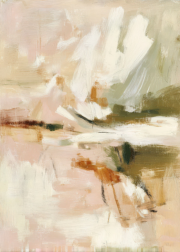 Abstract kunst met zachte bloembladen en penseelgebaar