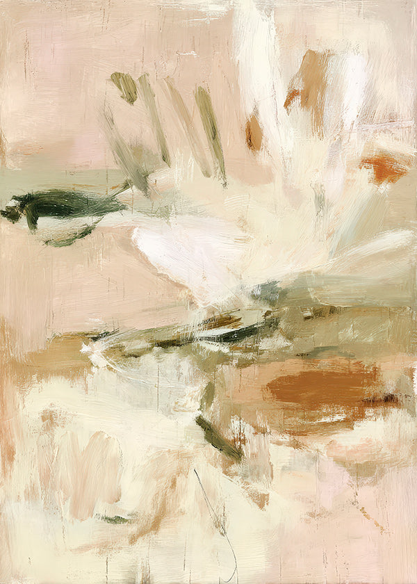 Botanische print: abstract in roze en beige