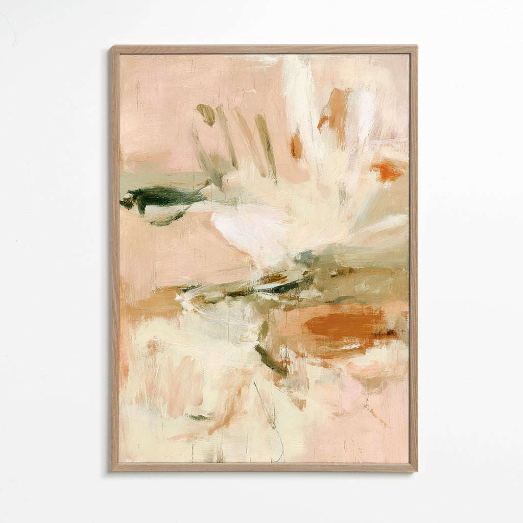Botanische print: abstract in roze en beige