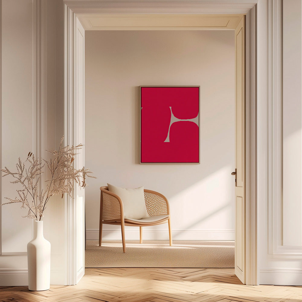Œuvre abstraite Courbe cramoisie