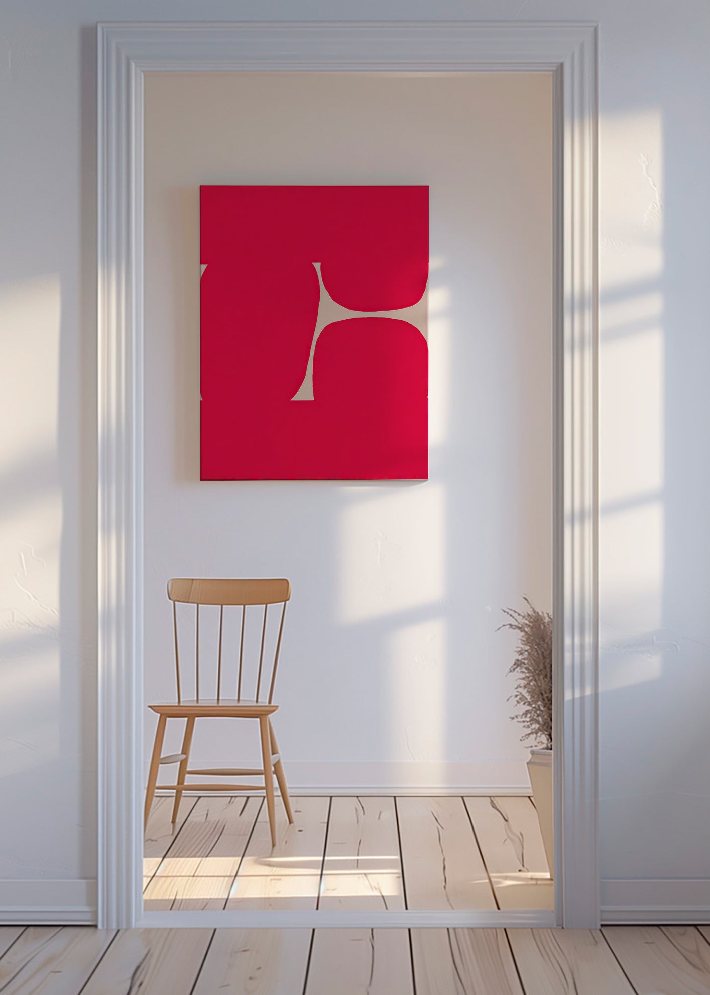 Œuvre abstraite Courbe cramoisie